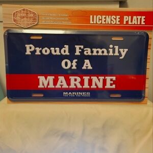 Proud Family of a Marine Decorative License Plate (Indoor/Outdoor Use)